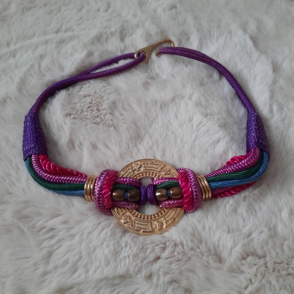 Vintage purple and pink stretchy rope belt - Picture 6 of 8